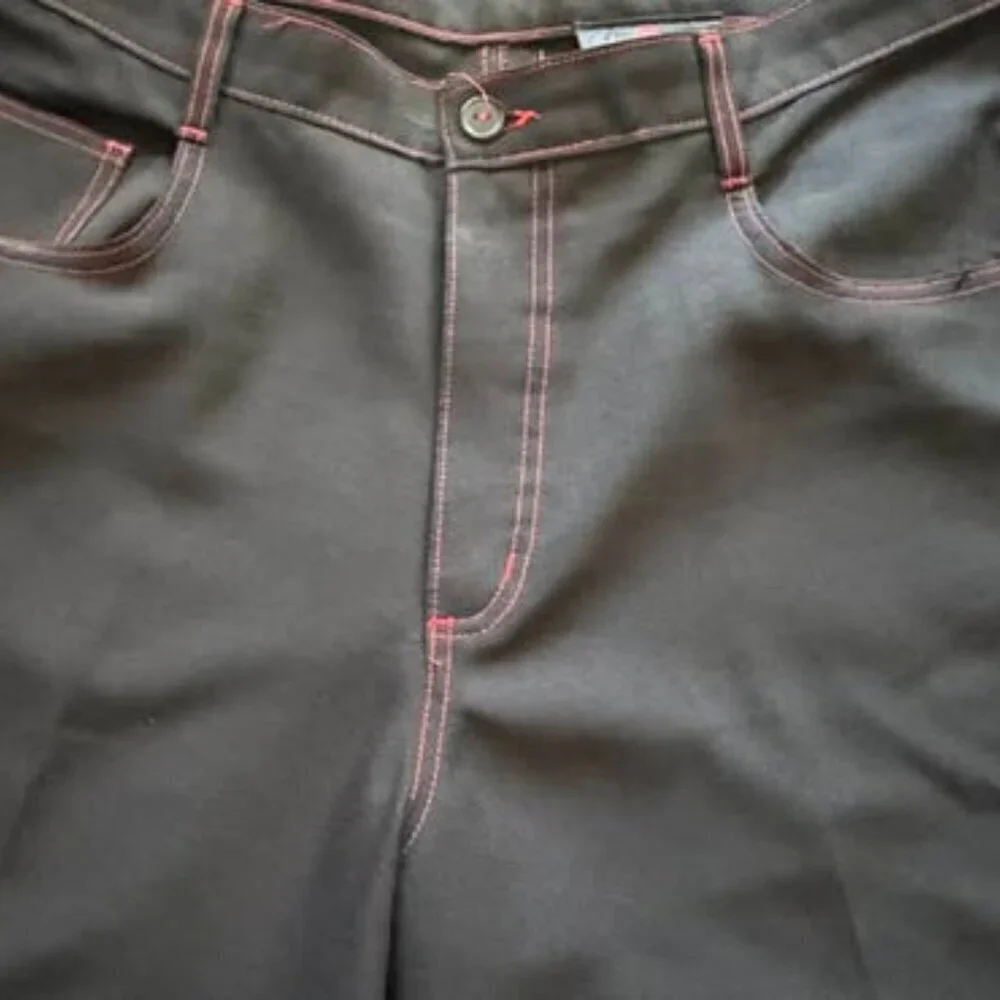 90s Vintage Johnny Suede Flame Embroidered Lightweight Dress Pants
